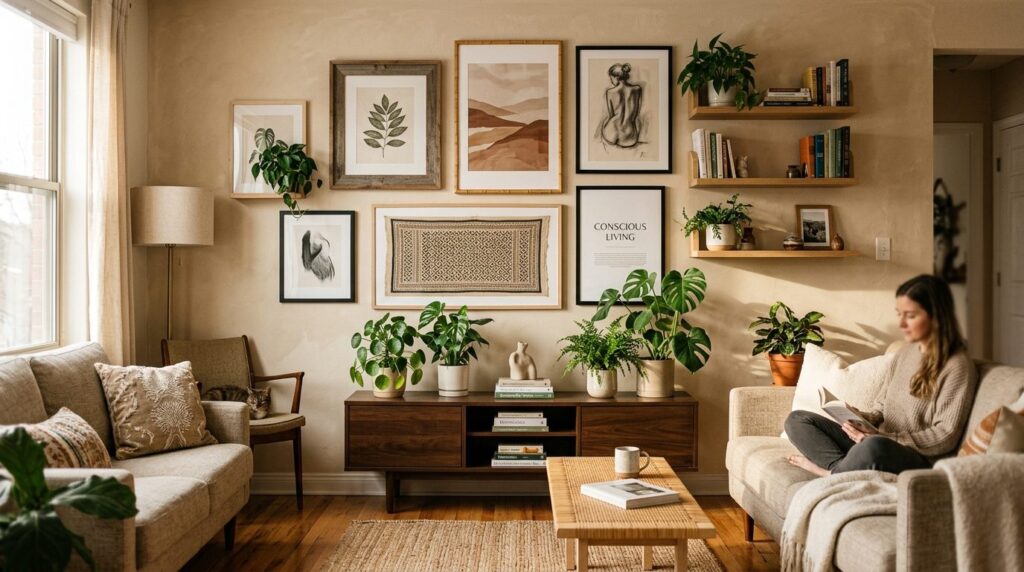 Lifestyle photograph of a diverse modern apartment interior